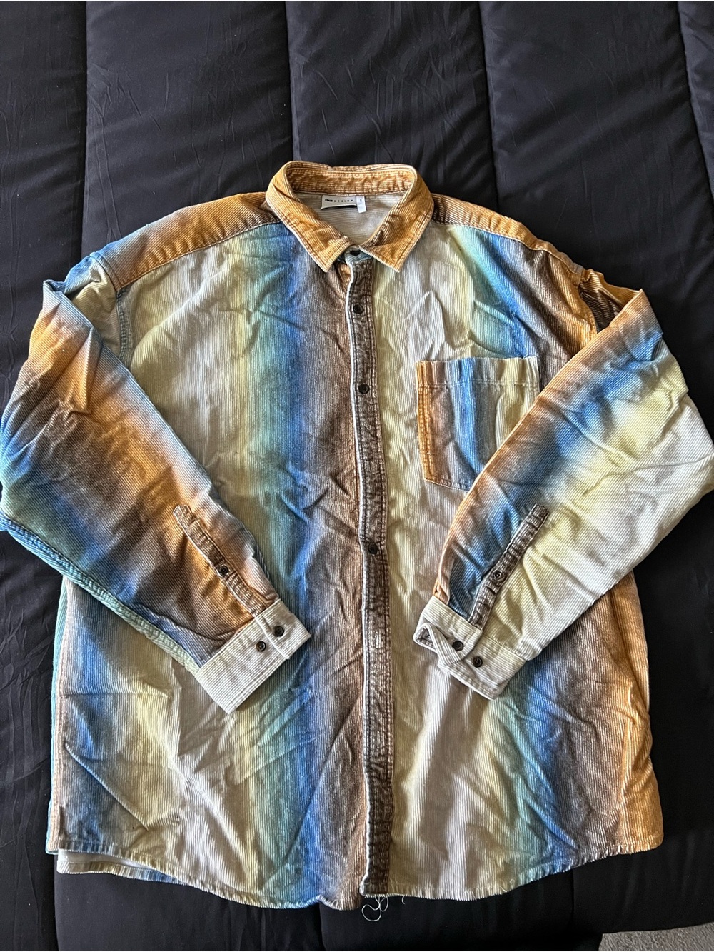 ASOS Men's Ombré Multicolor Washed Oversized Button-Up Shirt 2XL